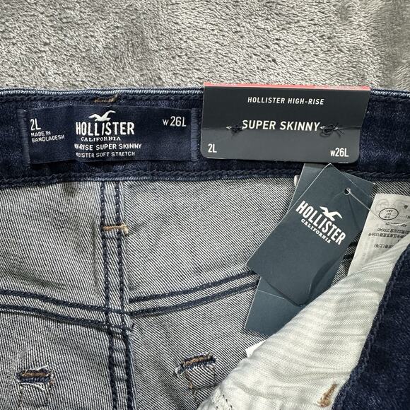 Hollister Jeans Women’s 2L/26w Blue Hi-Rise Super Skinny Distressed Soft Stretch - Picture 4 of 13